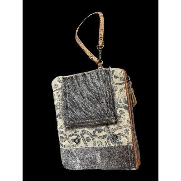 Myra Bag Handbags - Myra Bag Cowhide Clutch Purse Wristlet Leather Boho Western Festival Cowgirl Fur